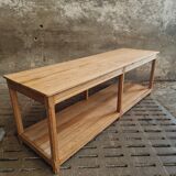 Old work table textile table pine cooking island or side table