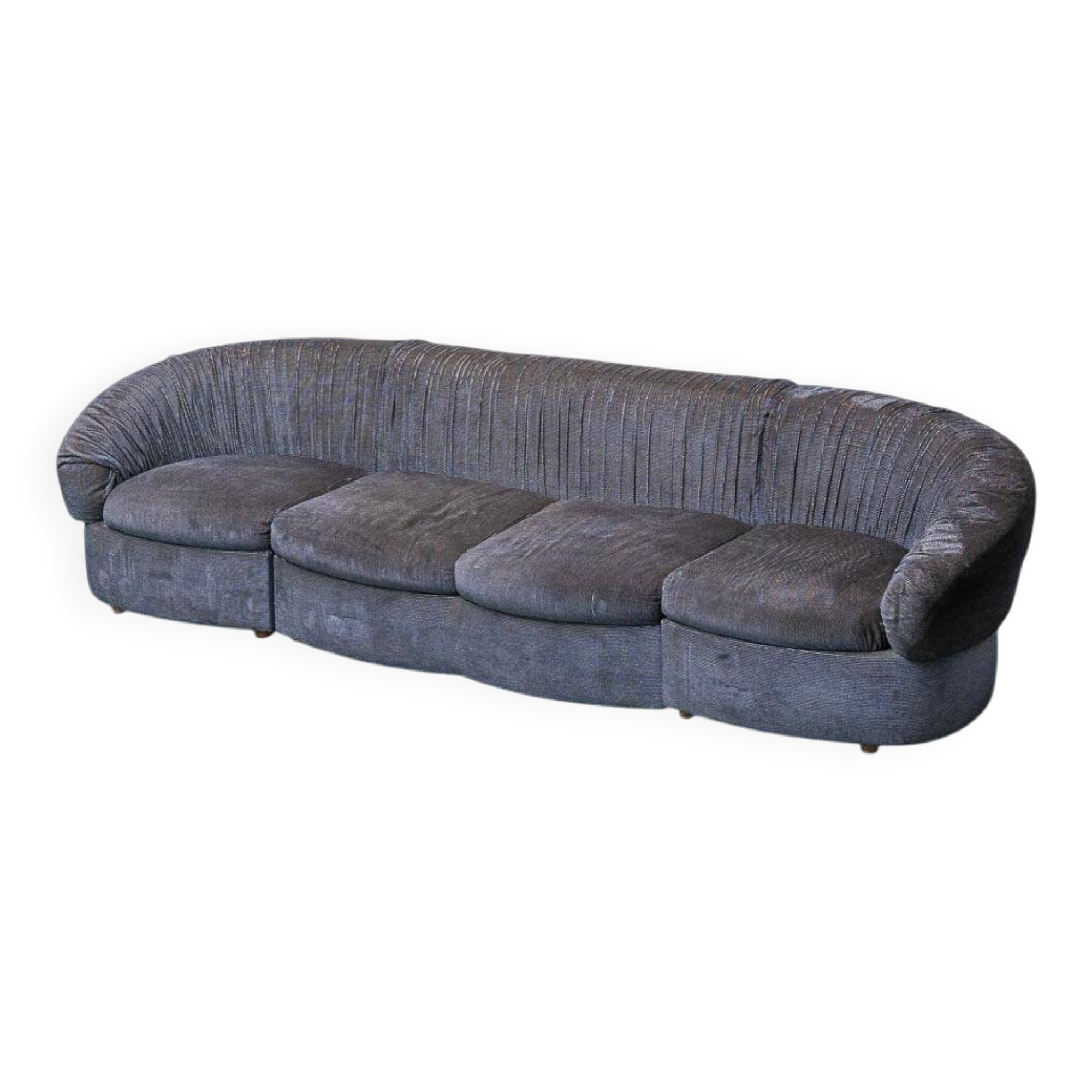 4-seater modular blue fabric sofa 1970s vintage modernism