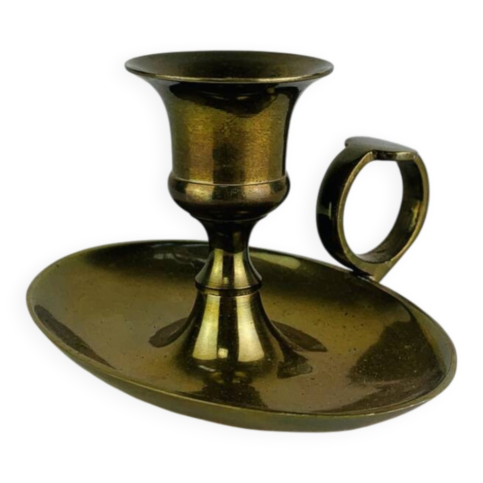 Vintage brass candlestick, rat of the cellar.
