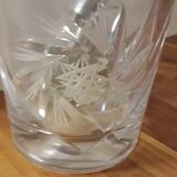 Crystal of Arques ice bucket with chrome metal handles, engraved star model