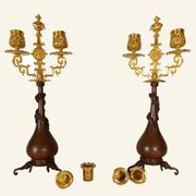 Pair of Japanese-style Candelabra by Ferdinand Barbedienne and Edouard Lievre.
