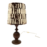 Wooden lamp with wool lampshade, 70s