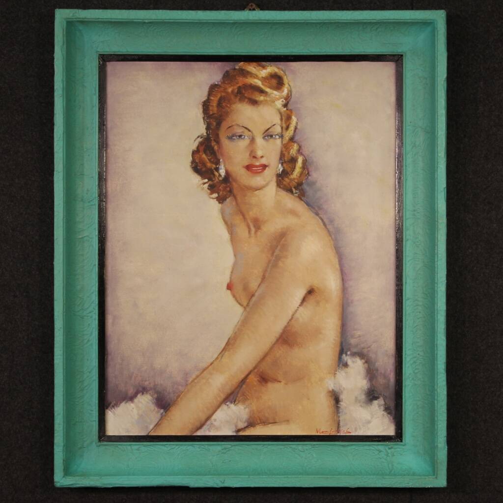 French signed nude painting 60's