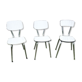 3 old white Formica chairs