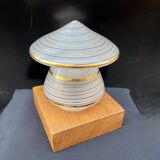 Vintage mushroom-shaped table lamp in Murano glass with wooden base