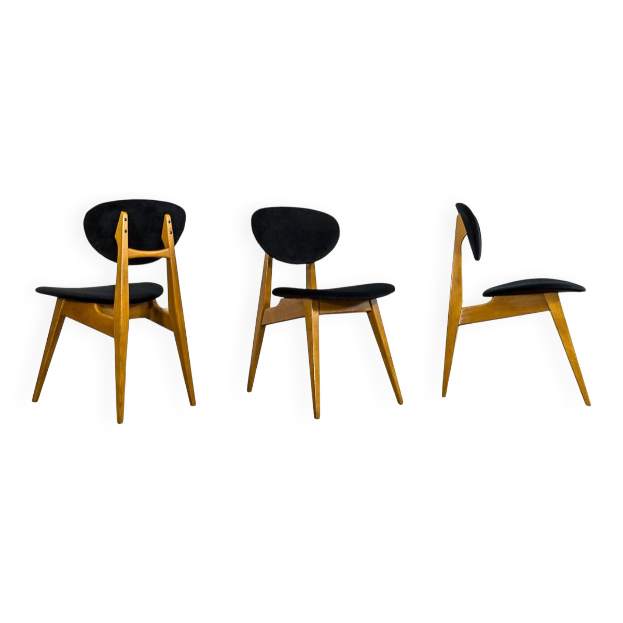 Mid-century chairs, GFM 22 by J. Kędziorek, Poland, 1960s, set of 3