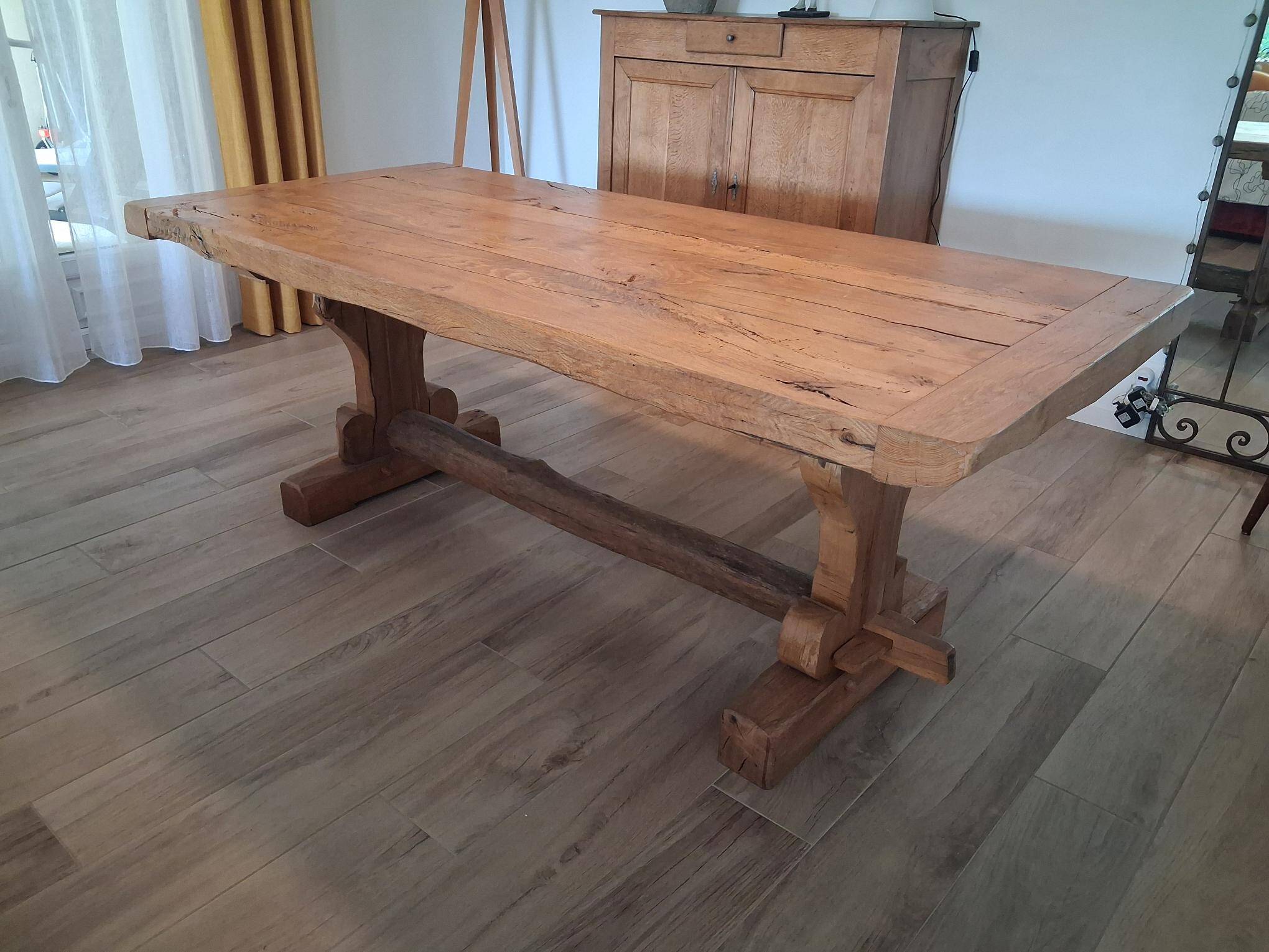 Table en chêne massif 205 cm – fabrication artisanale, pièce unique