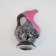 Black and pink Vallauris carafe with white relief patterns