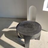 Quadripod coffee table in black monoxyl solid wood