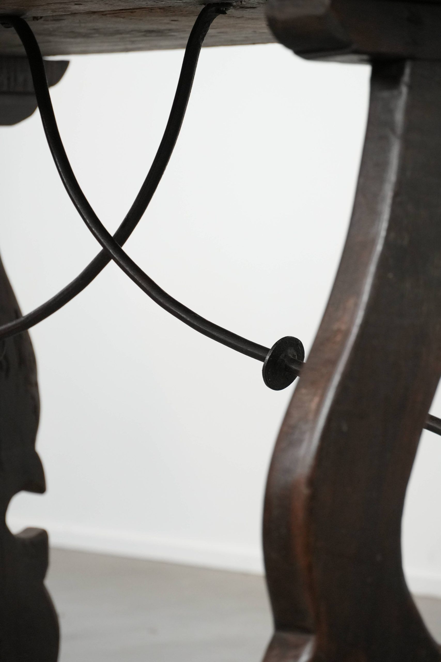 Antique Spanish table from the early 18th century with  a cast iron base