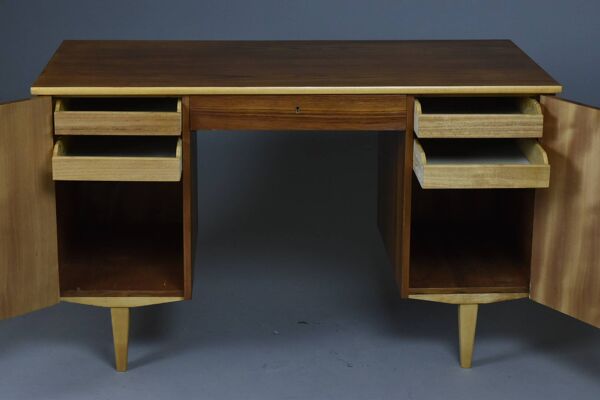 Bureau suédois double face en teck, fin des années 1950/début des années 1960, SMB Bodafors