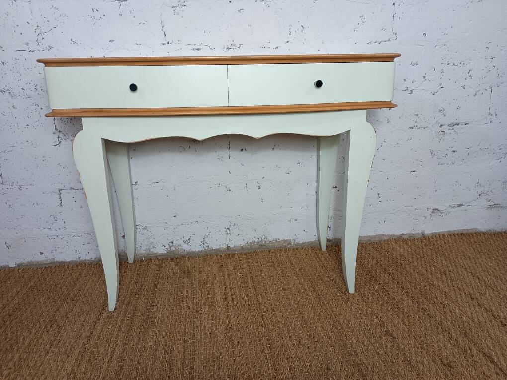 vintage relooked solid birch console