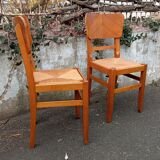 Pair of straw chairs from the 1950s
