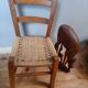 Wooden children's chair, rope seat, circa 1950