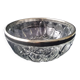 Salad bowl and serving cutlery in glass and silver metal
