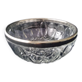 Saladier et couverts de service en verre et métal argenté