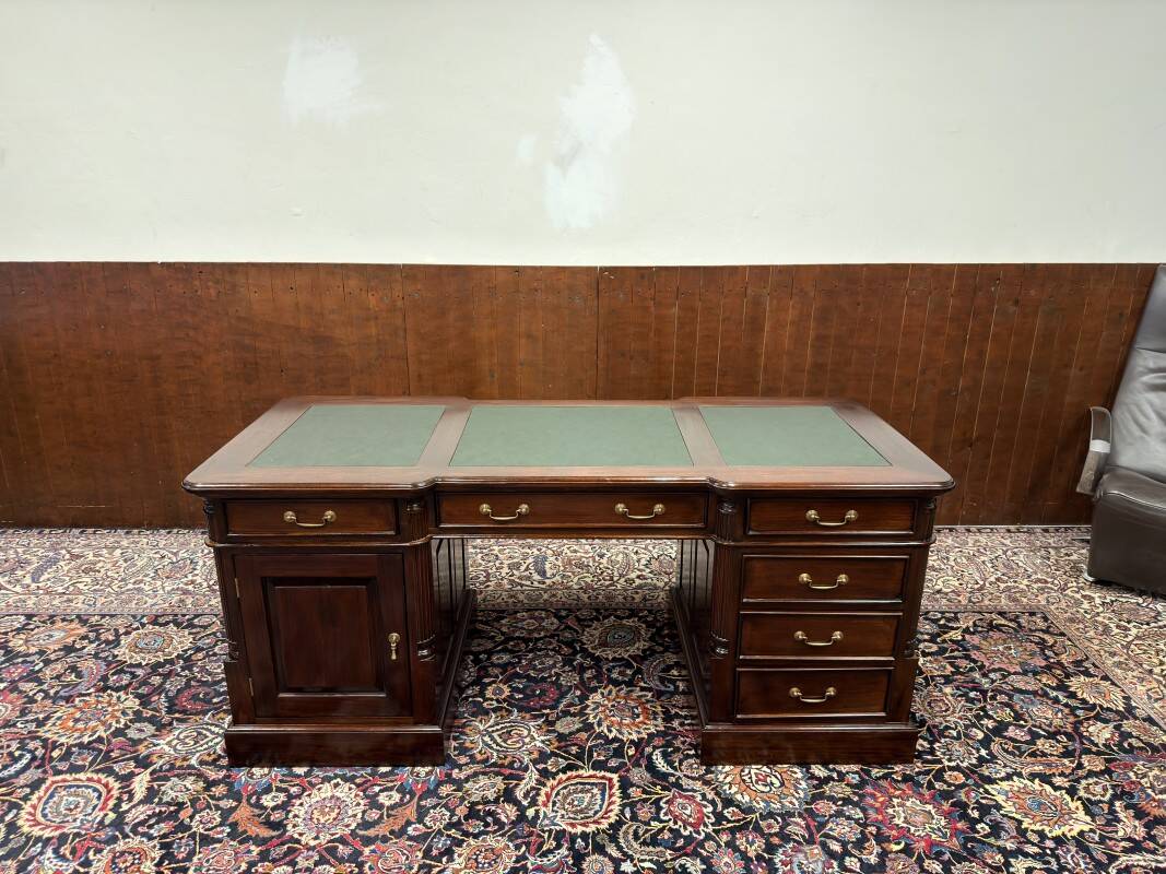 Classic English Desk with Green Inlay