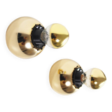 Set (2) of petite playful brass ‘ball’ wall lights, Italy 1970’s