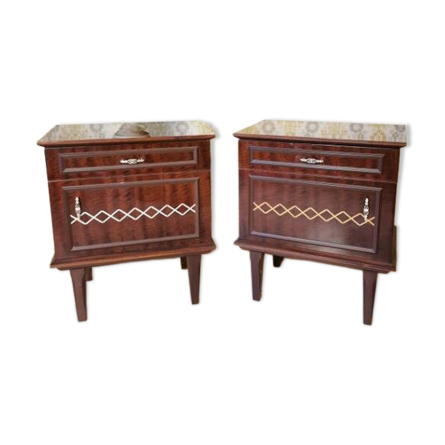 Pair of Vintage Wooden Nightstands: Mid-Century Modern Bedside Tables
