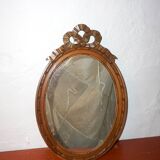 vintage oval mirror * carved wood wall mirror ribbon * antique louis xvi