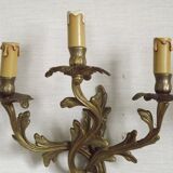 Magnificent Pair of French Antique Bronze Three-Light Acanthus Wall Sconces