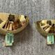 Pair of Hollywood Regency half-moon wall lamps in gilded metal and plexiglass