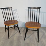 Pair of scandinavian teak chairs with bars