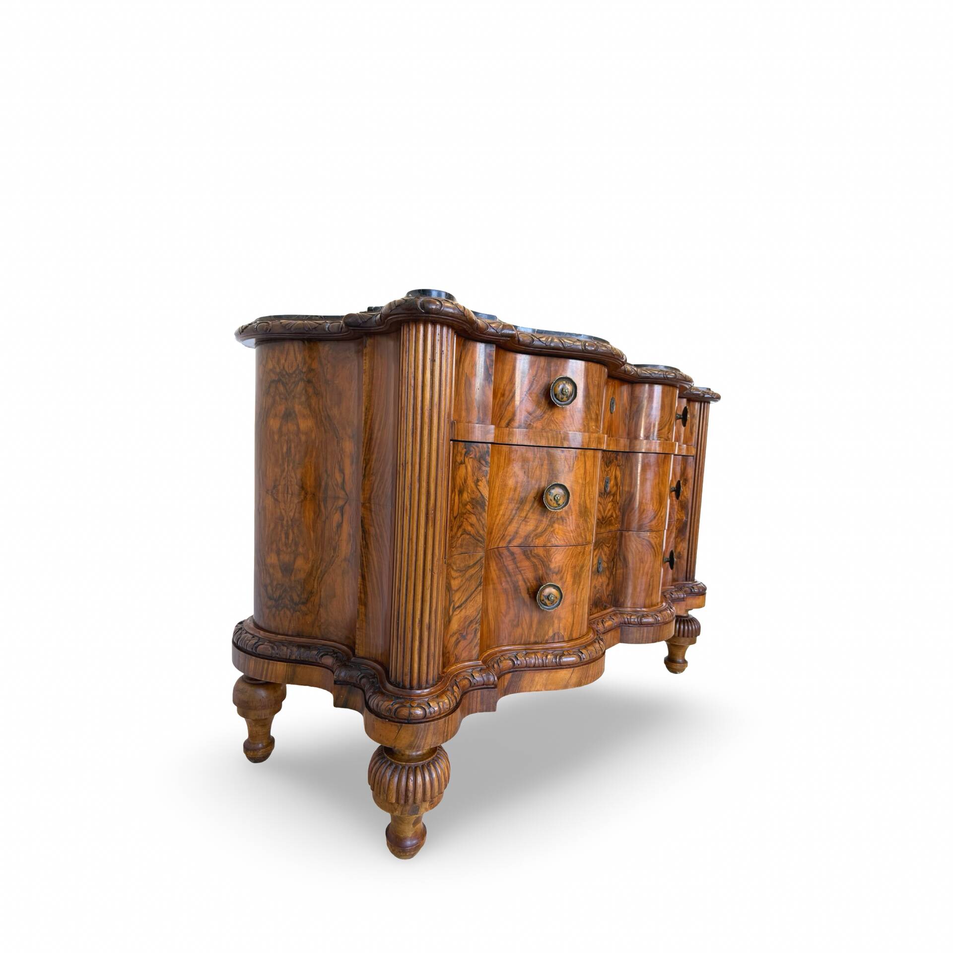 antique walnut serpentine commode