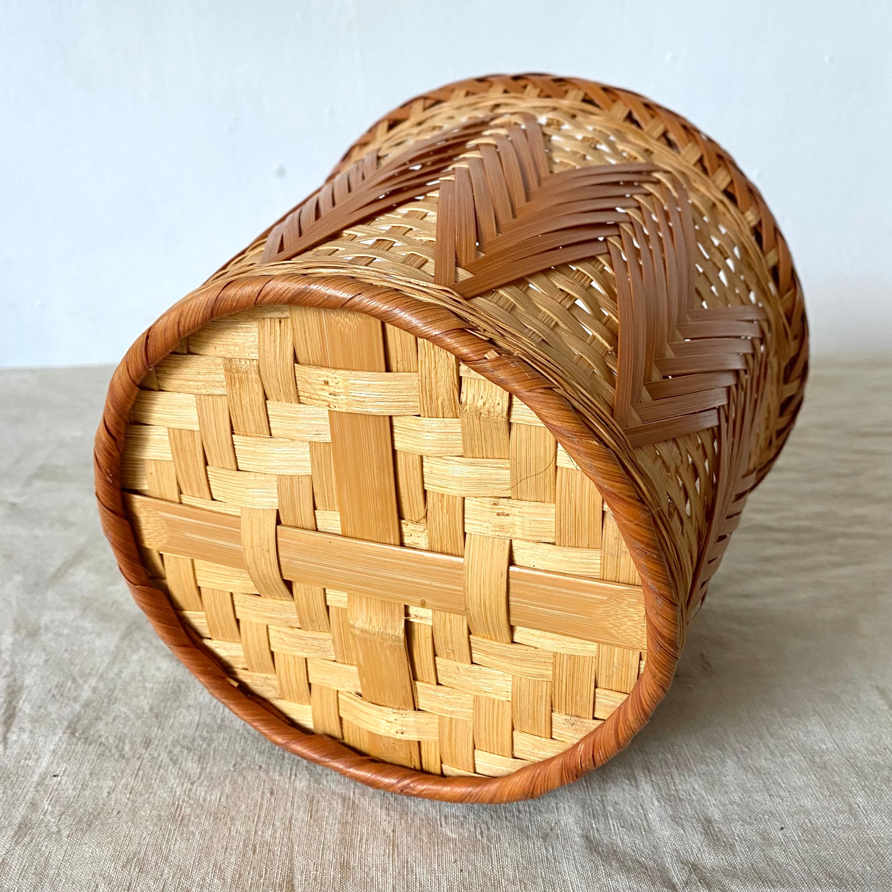 Vintage bamboo flowerpot