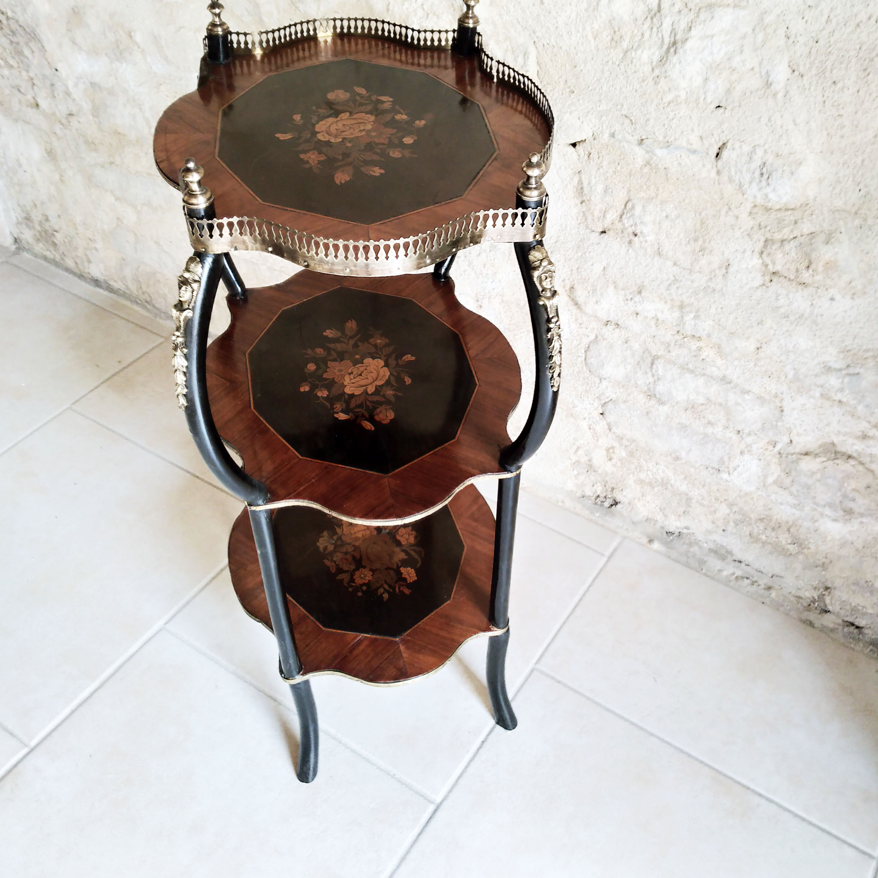 Napoleon III wood marquetry side table