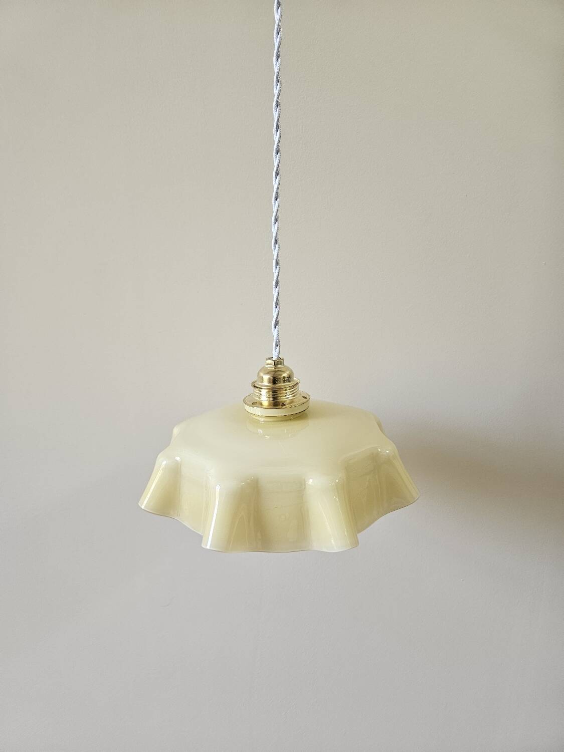 Pastel yellow opaline pendant light