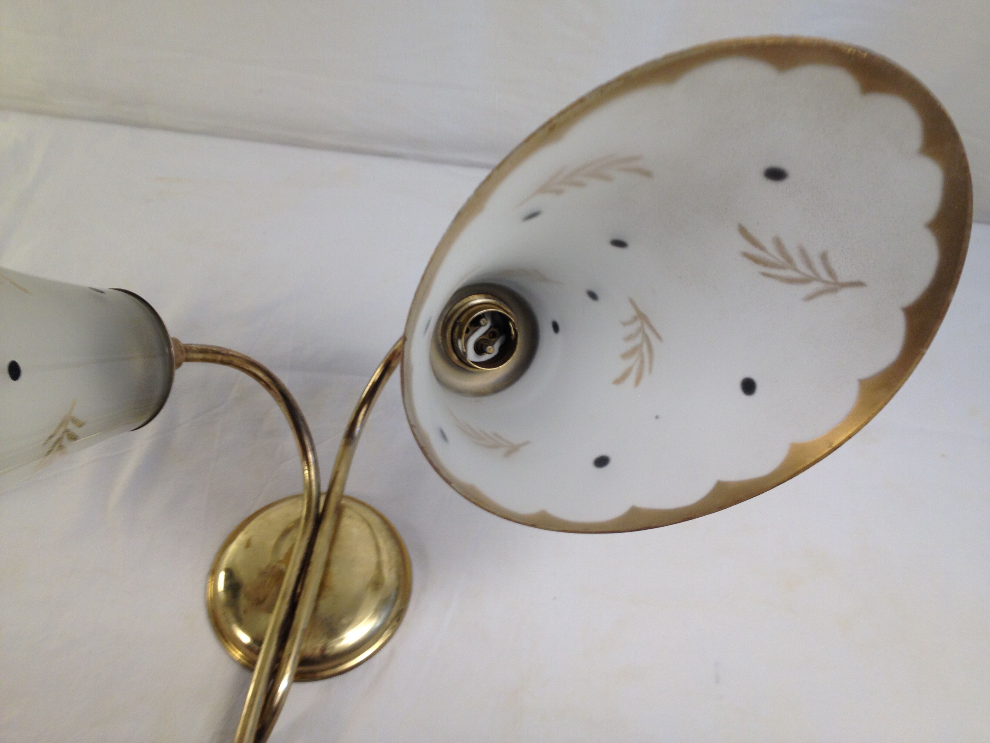 Tulip wall lamp 50s, Vintage, glass and brass