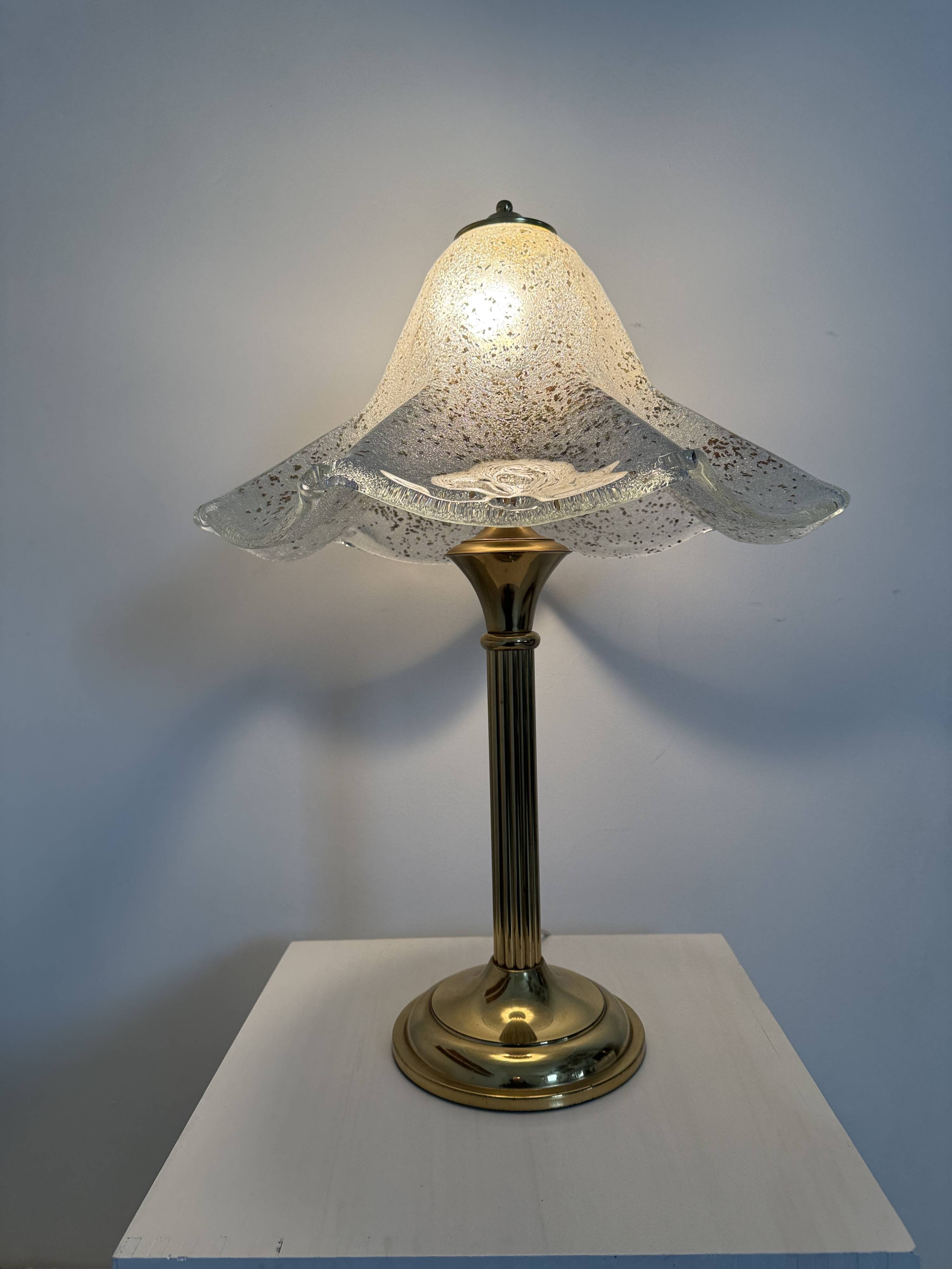 Mid century glass table lamp , 1970s