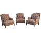 Antique Louis XV style shepherdess armchair in floral flocked fabric