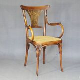 Kohn No. 196 curved wood bistro armchair, new cane