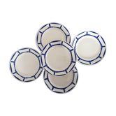 Assiettes plates anciennes X5 modèle "Lucie" de la manufacture française de Badonviller