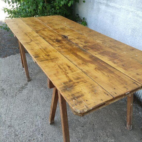 Table de marché, plateau et tréteaux