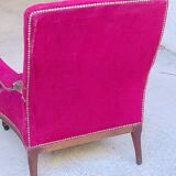 Bergère armchair (completely refurbished, including tacks, velvet fabric and seat)