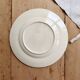 Ivory ironstone dessert plate – Pale blue and orange borders