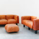 Canapés et poufs en cuir prange par Mario Marenco pour Arflex, 1970
