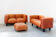 Canapés et poufs en cuir prange par Mario Marenco pour Arflex, 1970