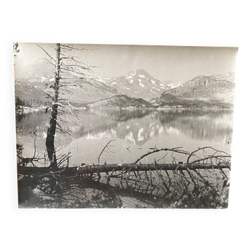 Silver gelatin photograph by Bernard Darot, 20th century, mountain lake, No. 2