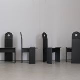 Ensemble de 4 chaises à repas brutalistes noires