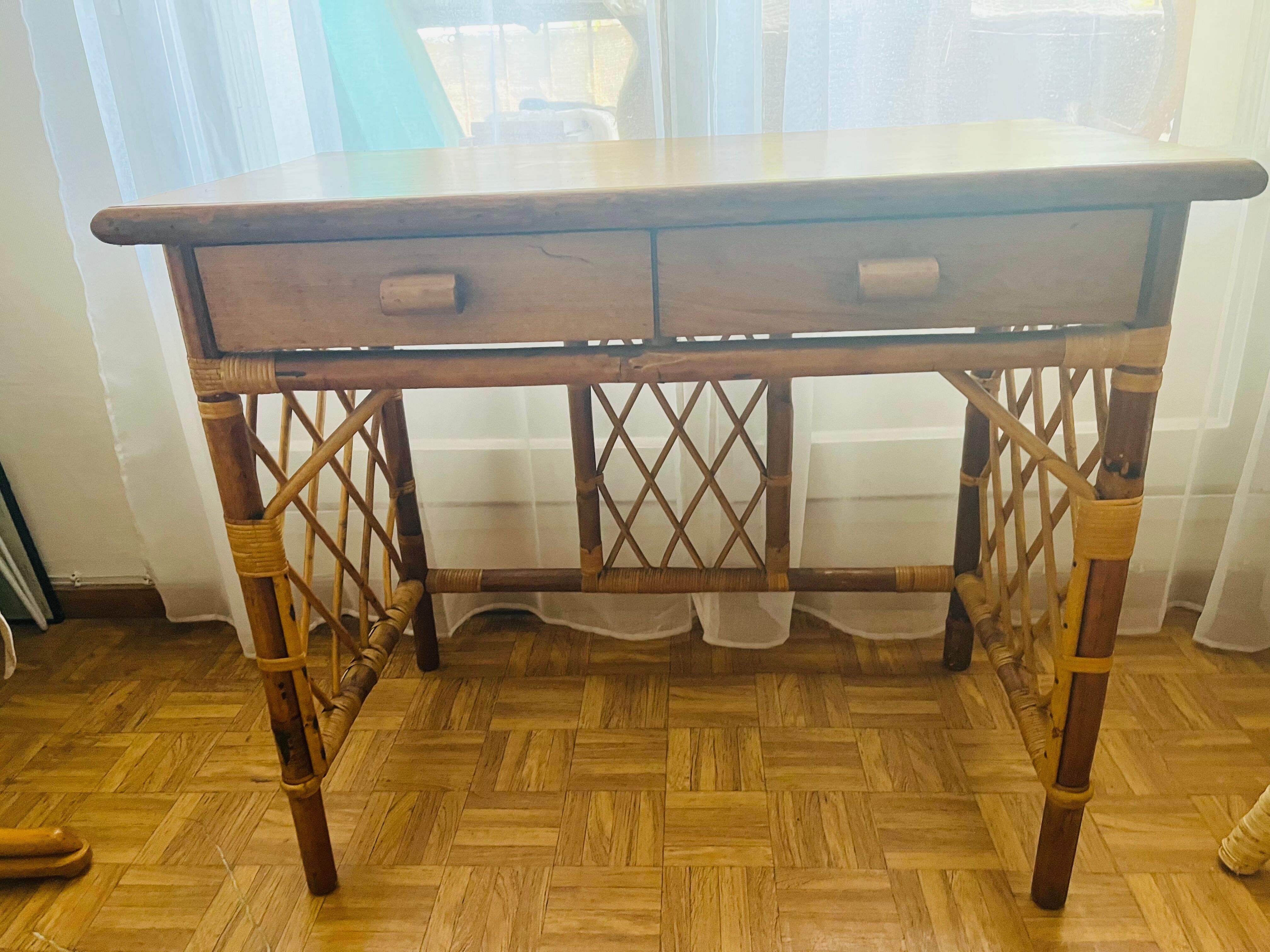 Vintage rattan desk