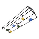 Wall-mounted coat rack in the style of Roger Feraud, steel frame with coloured balls, 1950s.
