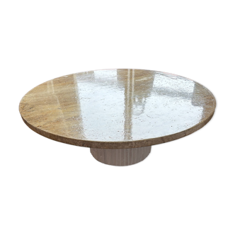 Table basse ronde en travertin