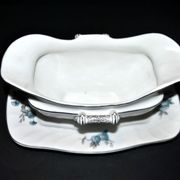 Antique Empire style porcelain sauceboat, hand-painted