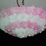 Elegant Murano ceiling light pink flower by Seguso for Venini, Italy