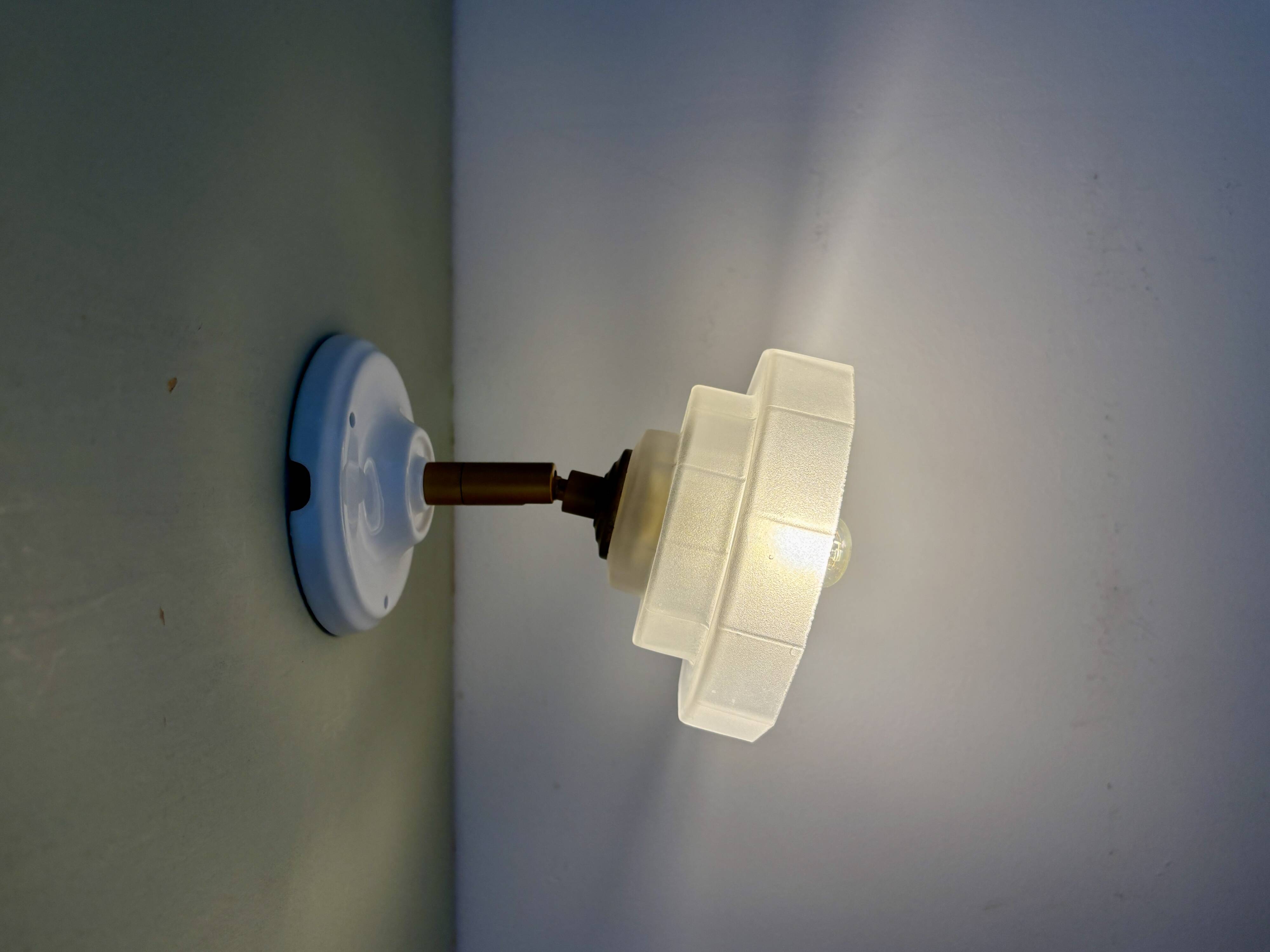 Vintage art deco frosted glass wall lamp with shade