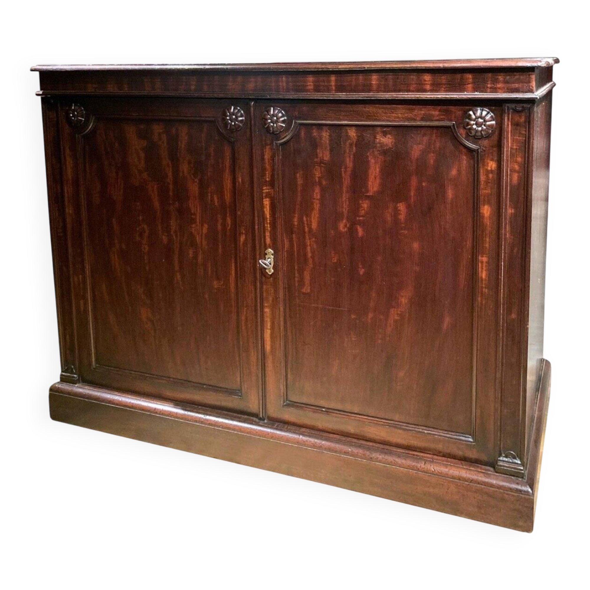 19th Century Italian Empire Mahogany Commode 2-Doors Cabinet
